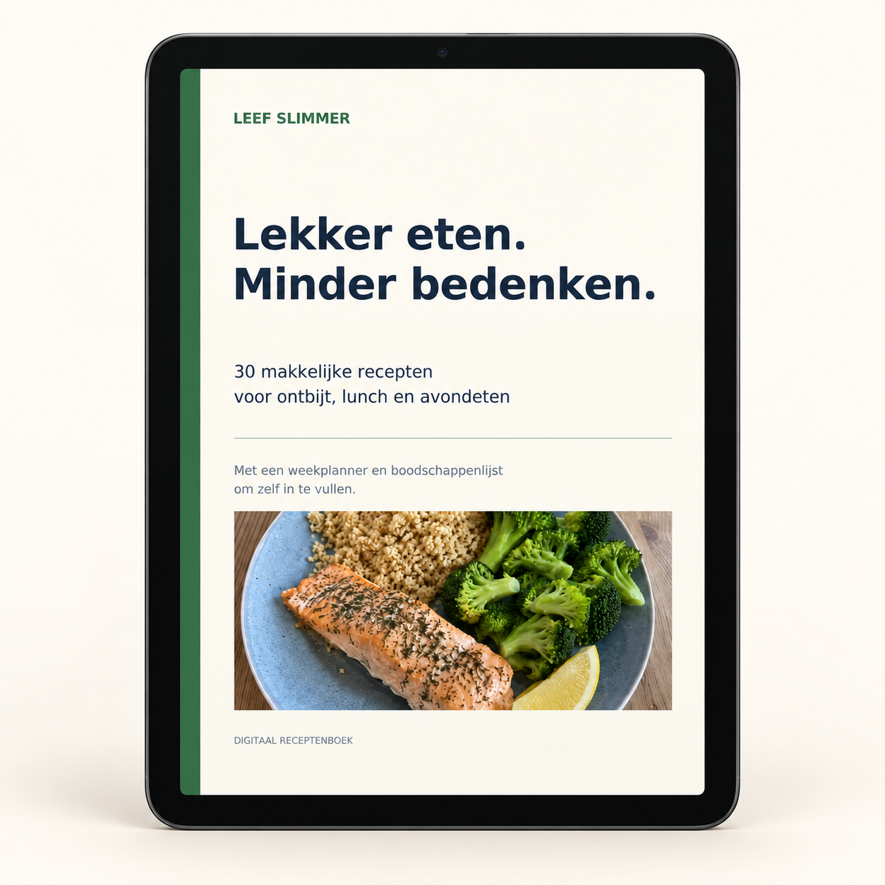 Het digitale receptenboek Leef Slimmer getoond op een tablet